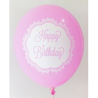 Hot Pink Happy Birthday 1 Side Printed Balloons